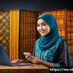 Home 20 전문성을 강조한 라이브 커머스 전략 - A vibrant Malaysian live commerce scene showing a young female presenter wearing modest, stylish att...