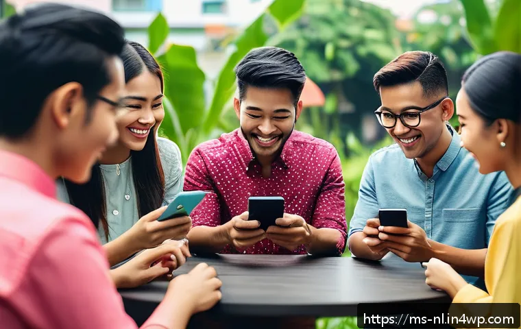 방송 후 고객과의 지속적인 관계 유지하기 - A vibrant scene of a lively Malaysian social media group chat on a smartphone screen, featuring dive...
